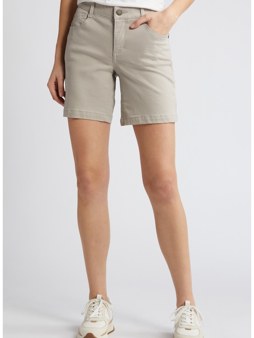 NWT- Wit & Wisdom 'Ab'Solution Mid Length Stretch Flax Tan Twill Shorts Size 8